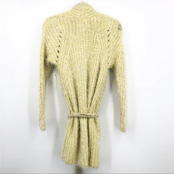 Anthropologie Yellow Larkin Shimmer Belted Cardigan Small Long Sleeve NEW - Picture 5 of 9